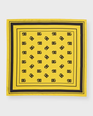 Dolce&Gabbana All-Over DG Monogram Silk Twill Square Scarf