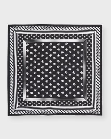 Dolce&Gabbana Polka-Dot DG Monogram Silk Twill Square Scarf