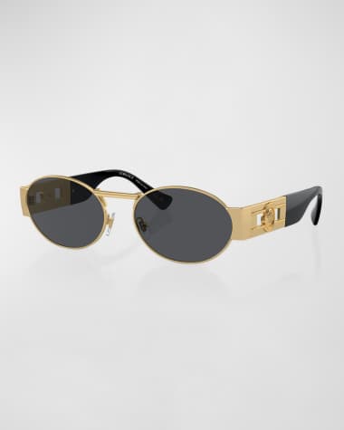 Versace Medusa Deco Steel & Acetate Oval Sunglasses