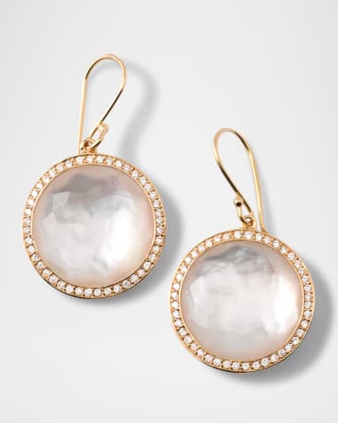 Ippolita 18K Gold Lollipop Earrings in MOP with Diamond Pave