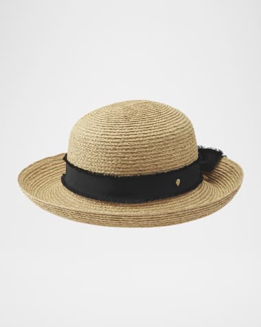 Helen Kaminski Braided Raffia Sun Hat With Grosgrain Bow