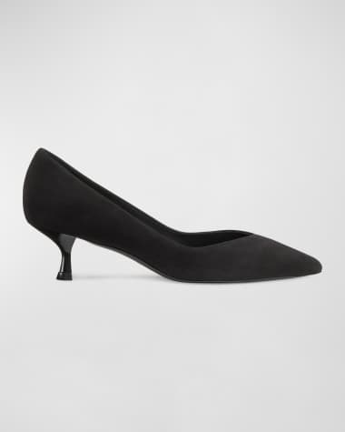 Stuart Weitzman Eva Suede Kitten-Heel Pumps