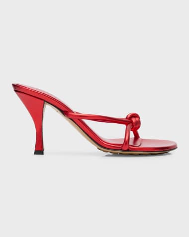Bottega Veneta Blink Metallic Knot Slide Sandals