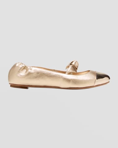 Alexandre Birman Clarita Metallic Bow Ballerina Flats