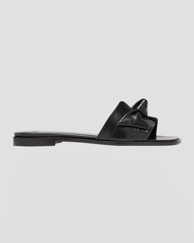 Alexandre Birman Maxi Clarita Leather Knot Flat Sandals