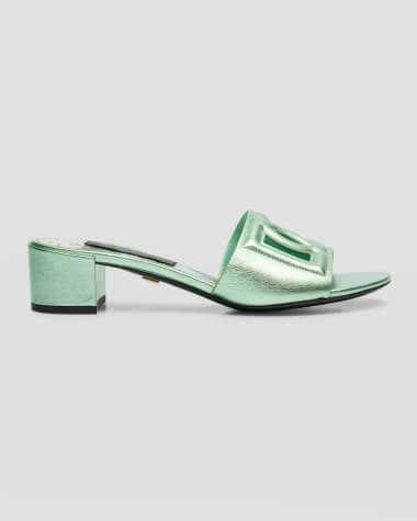 Dolce&Gabbana Metallic DG Block-Heel Mule Sandals
