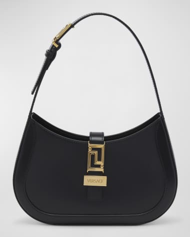 Versace Greca Small Leather Hobo Bag