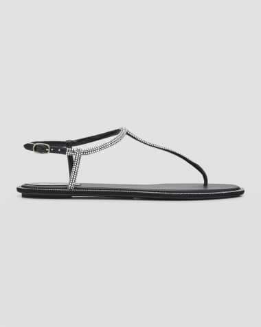 Rene Caovilla Diana Crystal T-Strap Flat Sandals