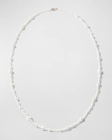 Mizuki 14K Yellow Gold Multi-Size White Freshwater Pearl Strand Necklace