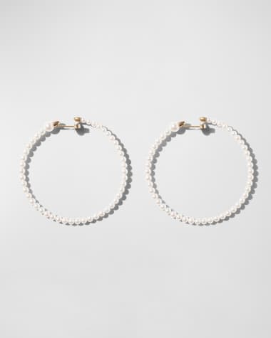 Mizuki 14K Yellow Gold 3mm Akoya Large Hoop Earrings