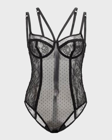 Dolce&Gabbana Polka-Dot Tulle & Lace Bodysuit