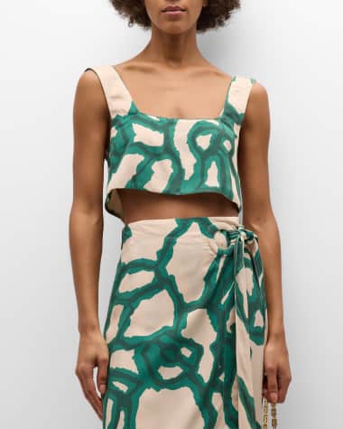 pinkfilosofy Alma Abstract Print Crop Top