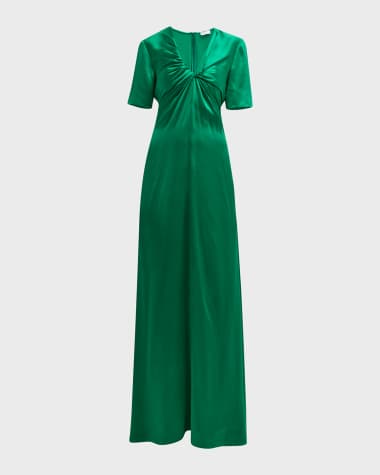 Emerald Green Silk Dress With Full Circle Skirt, Emerald Green Flare Dress,  Flowing Midi Dress, Emerald Green Silk Slip Dress, Wrap Dress -  Canada