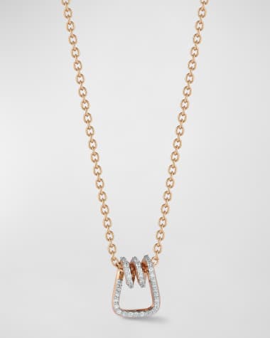 Walters Faith Huxley 18k Rose Gold Diamond Coil Link Pendant Necklace