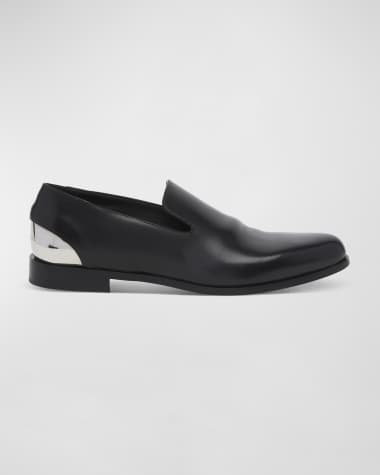 Alexander McQueen Men's Metal-Heel Leather Loafers