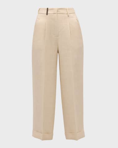 Peserico Pleated High-Rise Cropped Pants