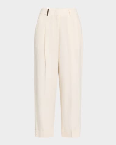 Peserico Pleated High-Rise Cropped Pants