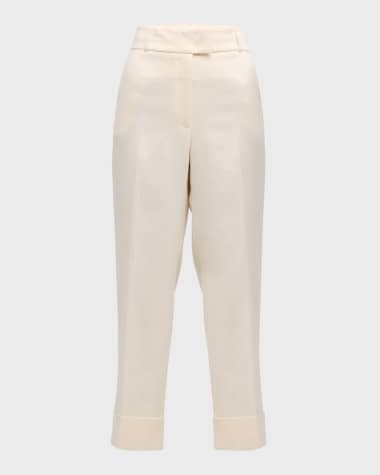 Peserico Cropped High-Rise Twill Palazzo Pants