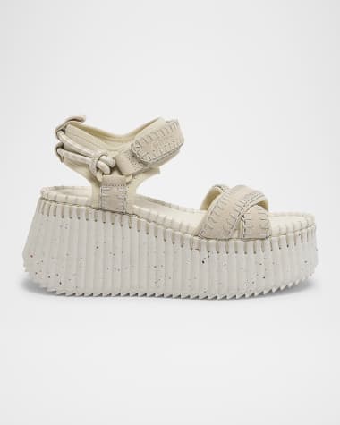 Chloe Nama Stitch Ankle-Strap Flatform Sandals