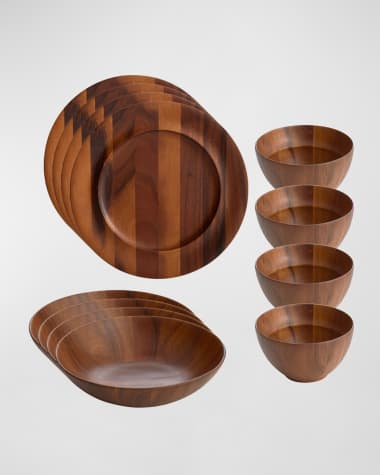 Nambe Skye Wood 12-Piece Dinnerware Set