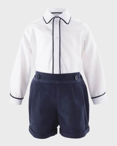 Rachel Riley Boy's Corduroy Shorts & Shirt Set, Size 6M-4