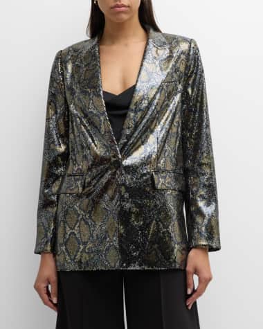 Kobi Halperin Audrey Sequined Python-Print Blazer