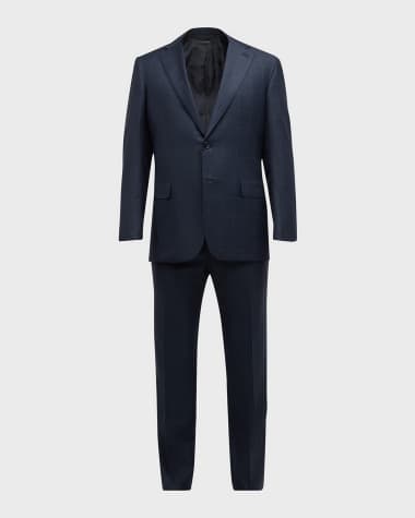 Brioni Men's Windowpane Wool-Silk Suit