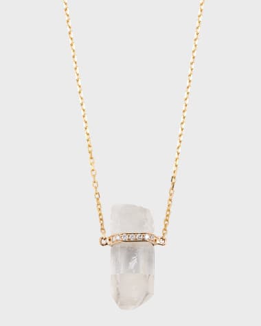 JIA JIA 14k Yellow Gold Crystal Quartz and Diamond Bar Necklace