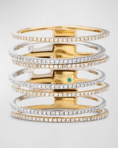 Graziela Gems 18K Mega Band Diamond Rings, Set of 2