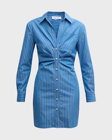 CALLAS Milano Odette Striped Cotton Mini Shirtdress