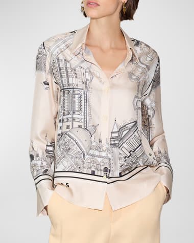 CALLAS Milano Cameron Button-Down Silk Twill Shirt