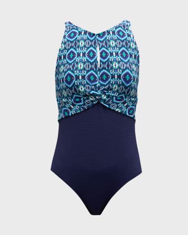 Tommy Bahama Island Cays Ikat High-Neck One-Piece Swimsuit