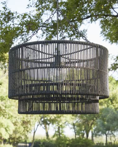 Palecek Tanner Outdoor Pendant Light, Drum Shade