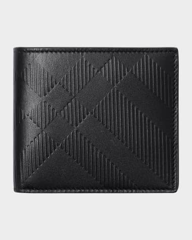 Burberry Men's Embossed Check Leather Bifold Wallet