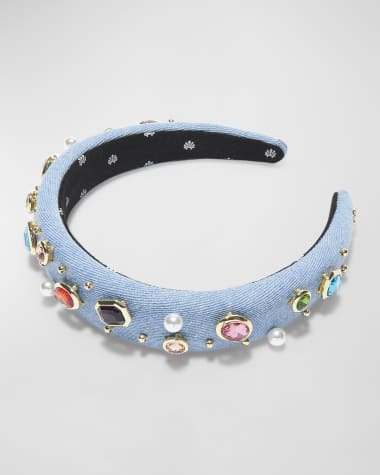 Lele Sadoughi Alice Bezel Embellished Denim Headband