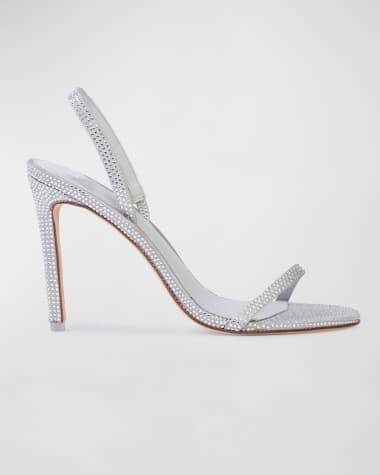 Black Suede Studio Crystal Stiletto Halter Sandals