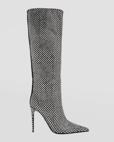 Dolce&Gabbana Strass Silk Tall Stiletto Boots
