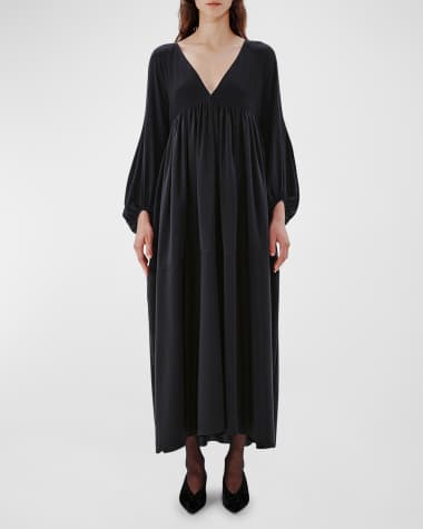 SKYLAR - Long Sleeve Empire Waist Modest Fall Flowy Maxi Dress