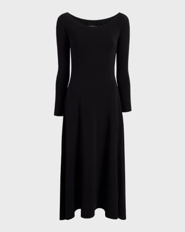 Another Tomorrow Off-The-Shoulder Long-Sleeve Leotard Midi Dress