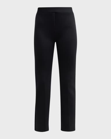 Brandon Maxwell Cropped Flare Neoprene Trousers with Front Crease