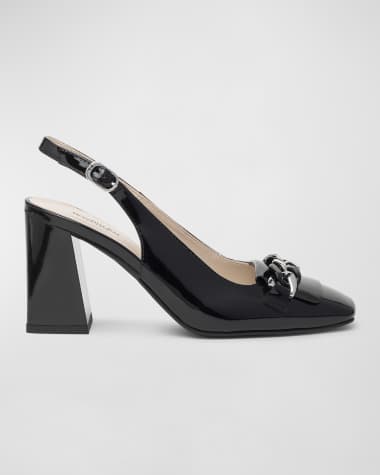 NeroGiardini Patent Chain Slingback Pumps