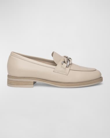 NeroGiardini Leather Chain Slip-On Loafers