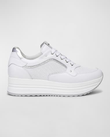NeroGiardini Perforated Leather Platform Sneakers