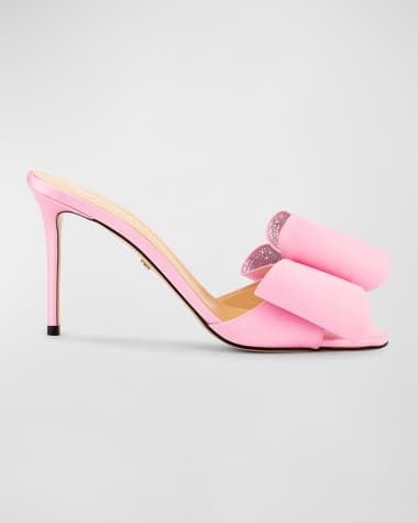MACH & MACH Cadeau Embellished Bow Satin Mule Pumps