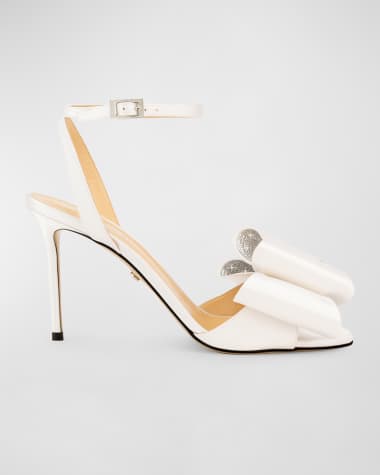 MACH & MACH Cadeau Satin Bow Ankle-Strap Sandals