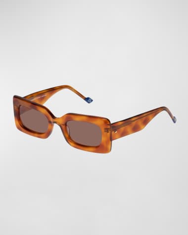 Le Specs DAMNEDEST Havana Acetate Rectangle Sunglasses