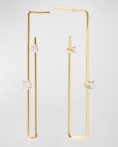 LANA 14k Diamond Wire Rectangle Hoops
