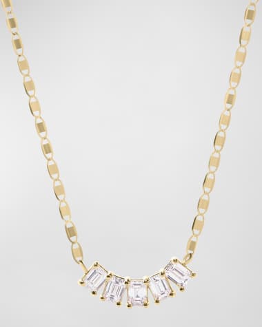 LANA 14k Curved Emerald-Cut Diamond Necklace