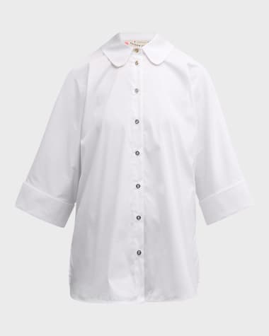 Maison Common Easy Button-Front Shirt with Gold Buttons