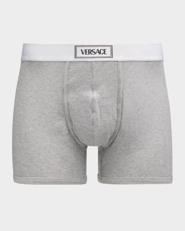Versace Men's Ribbed Cotton Logo Boxer Briefs